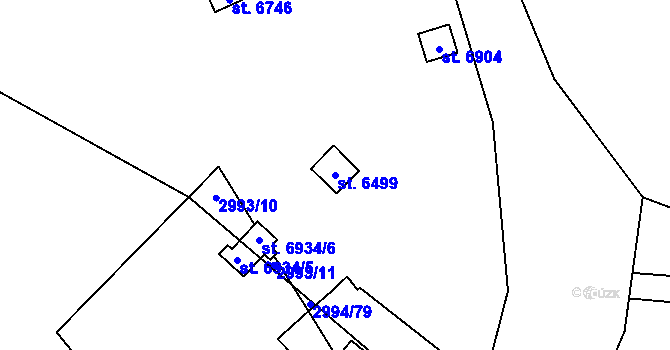 Parcela st. 6499 v KÚ Cheb, Katastrální mapa