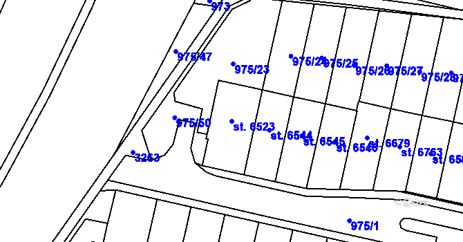 Parcela st. 6523 v KÚ Cheb, Katastrální mapa
