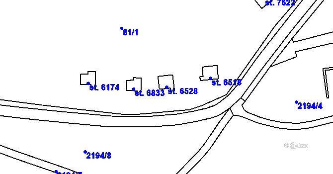 Parcela st. 6528 v KÚ Cheb, Katastrální mapa