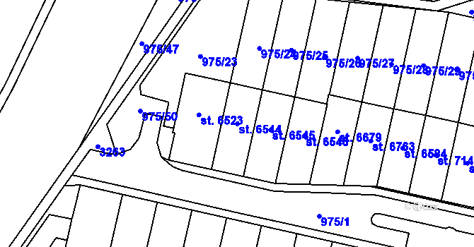 Parcela st. 6544 v KÚ Cheb, Katastrální mapa
