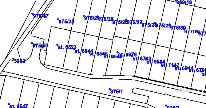 Parcela st. 6546 v KÚ Cheb, Katastrální mapa