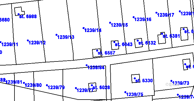 Parcela st. 6557 v KÚ Cheb, Katastrální mapa
