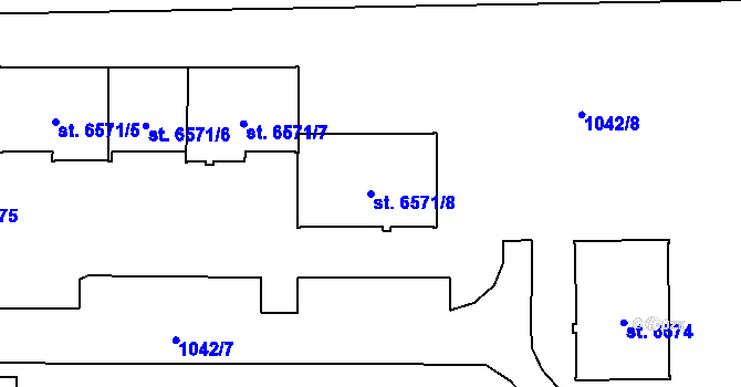Parcela st. 6571/8 v KÚ Cheb, Katastrální mapa