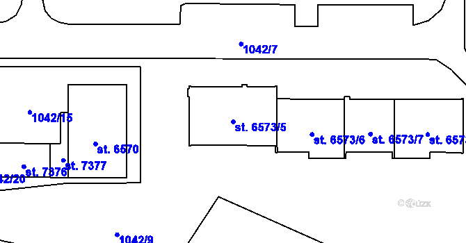 Parcela st. 6573/5 v KÚ Cheb, Katastrální mapa