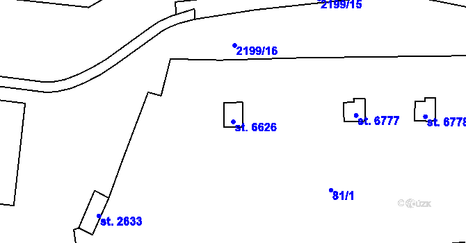 Parcela st. 6626 v KÚ Cheb, Katastrální mapa