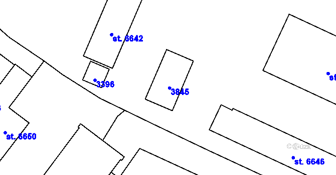 Parcela st. 6644 v KÚ Cheb, Katastrální mapa