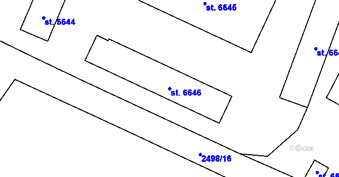 Parcela st. 6646 v KÚ Cheb, Katastrální mapa