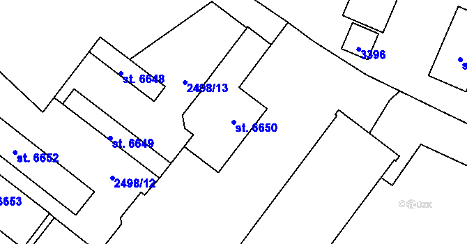 Parcela st. 6650 v KÚ Cheb, Katastrální mapa