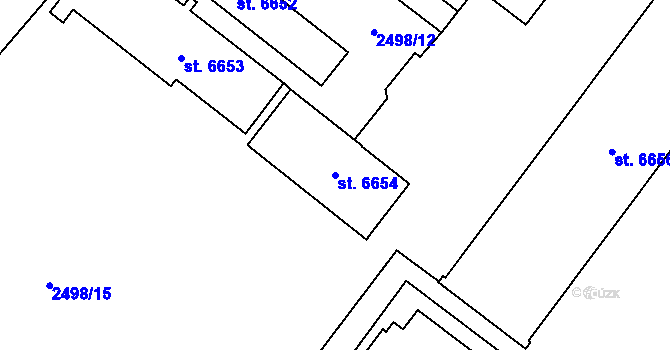 Parcela st. 6654 v KÚ Cheb, Katastrální mapa