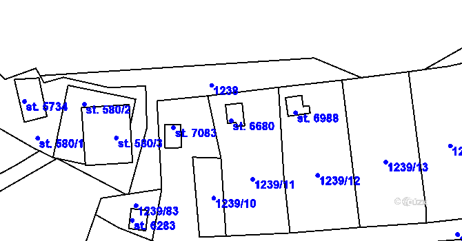 Parcela st. 6680 v KÚ Cheb, Katastrální mapa