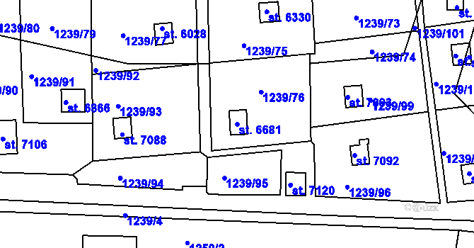 Parcela st. 6681 v KÚ Cheb, Katastrální mapa