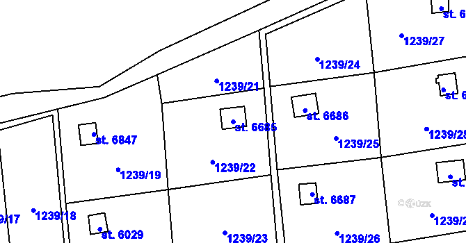 Parcela st. 6685 v KÚ Cheb, Katastrální mapa