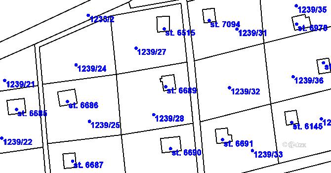 Parcela st. 6689 v KÚ Cheb, Katastrální mapa