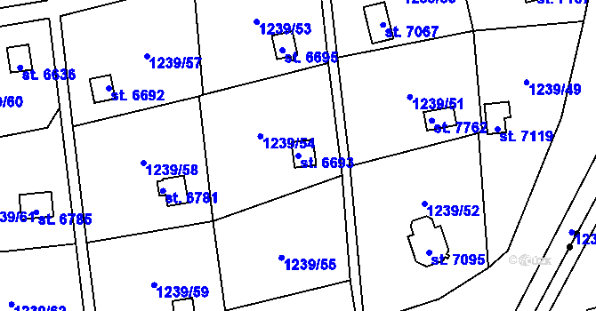 Parcela st. 6693 v KÚ Cheb, Katastrální mapa