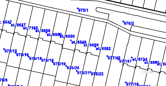 Parcela st. 6699 v KÚ Cheb, Katastrální mapa
