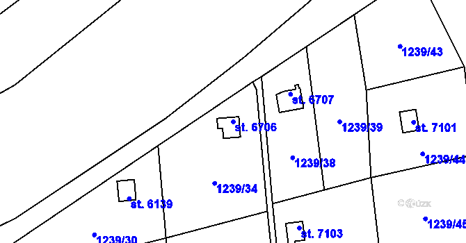 Parcela st. 6706 v KÚ Cheb, Katastrální mapa