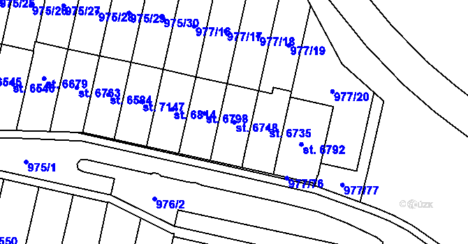 Parcela st. 6748 v KÚ Cheb, Katastrální mapa