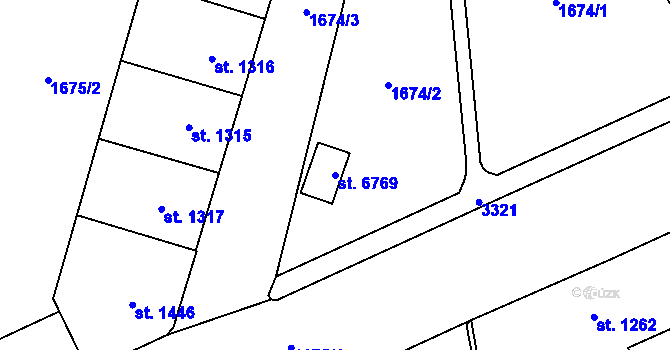 Parcela st. 6769 v KÚ Cheb, Katastrální mapa
