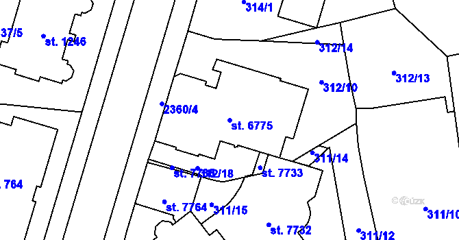 Parcela st. 6775 v KÚ Cheb, Katastrální mapa