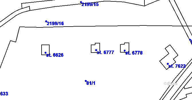 Parcela st. 6777 v KÚ Cheb, Katastrální mapa