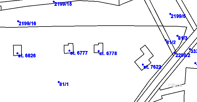 Parcela st. 6778 v KÚ Cheb, Katastrální mapa