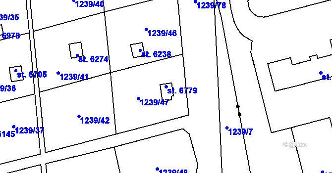 Parcela st. 6779 v KÚ Cheb, Katastrální mapa