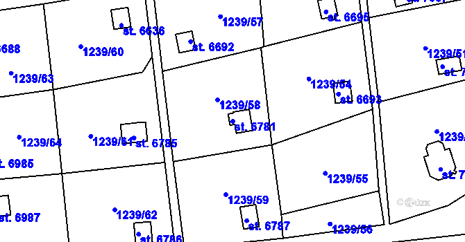 Parcela st. 6781 v KÚ Cheb, Katastrální mapa