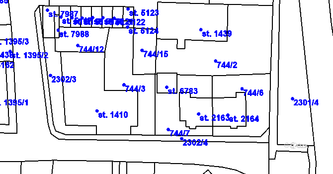 Parcela st. 6783 v KÚ Cheb, Katastrální mapa