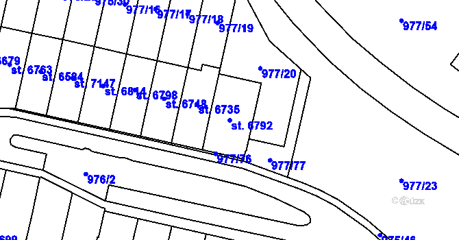 Parcela st. 6792 v KÚ Cheb, Katastrální mapa