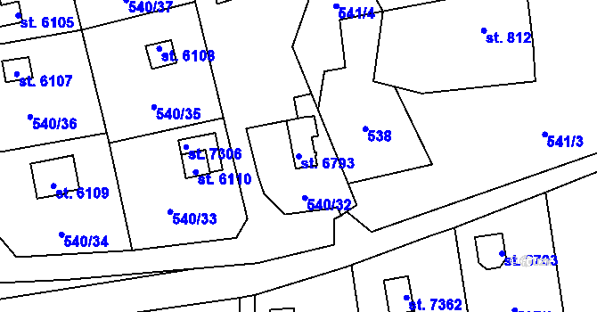Parcela st. 6793 v KÚ Cheb, Katastrální mapa