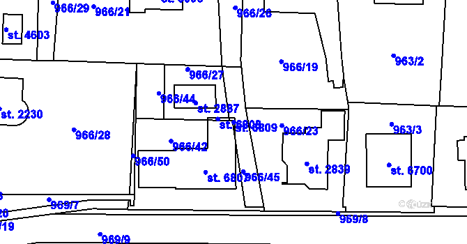 Parcela st. 6809 v KÚ Cheb, Katastrální mapa