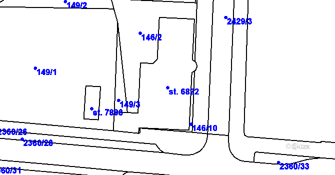 Parcela st. 6822 v KÚ Cheb, Katastrální mapa