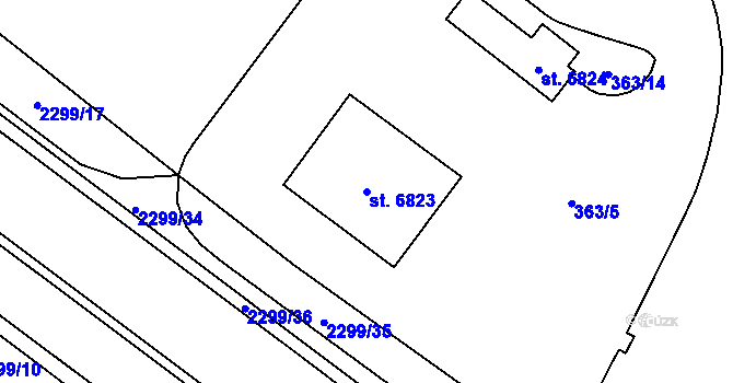 Parcela st. 6823 v KÚ Cheb, Katastrální mapa
