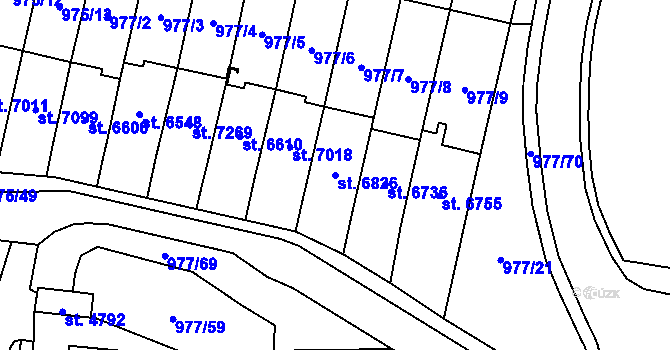 Parcela st. 6826 v KÚ Cheb, Katastrální mapa