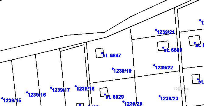 Parcela st. 6847 v KÚ Cheb, Katastrální mapa