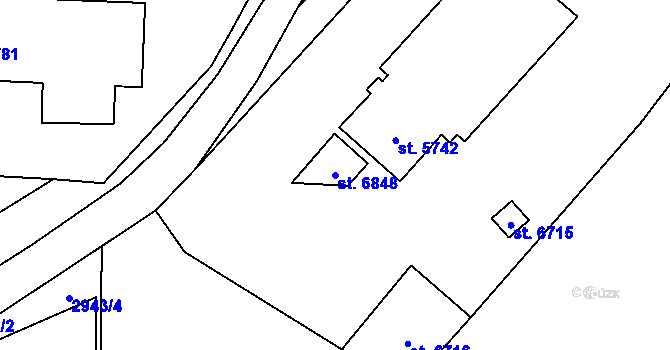 Parcela st. 6848 v KÚ Cheb, Katastrální mapa