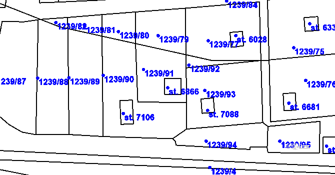 Parcela st. 6866 v KÚ Cheb, Katastrální mapa