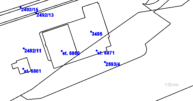 Parcela st. 6871 v KÚ Cheb, Katastrální mapa