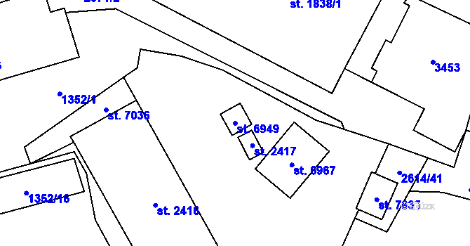 Parcela st. 6949 v KÚ Cheb, Katastrální mapa