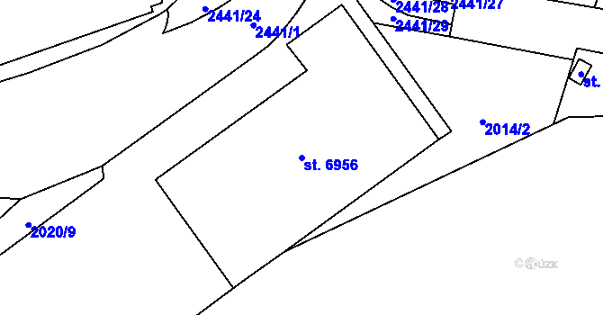 Parcela st. 6956 v KÚ Cheb, Katastrální mapa