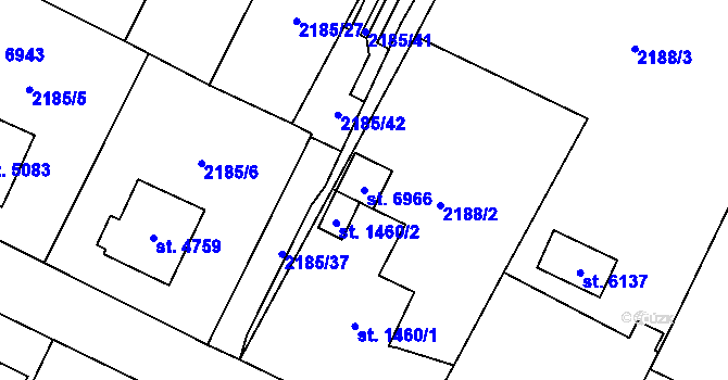 Parcela st. 6966 v KÚ Cheb, Katastrální mapa