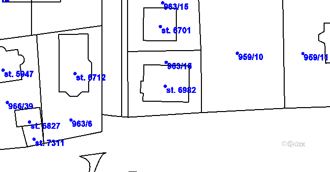 Parcela st. 6982 v KÚ Cheb, Katastrální mapa