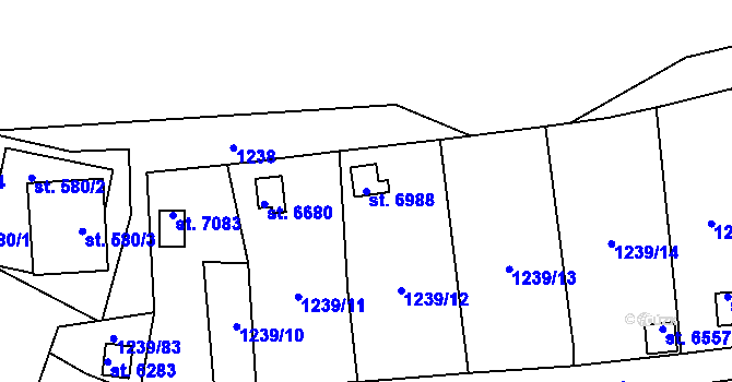 Parcela st. 6988 v KÚ Cheb, Katastrální mapa