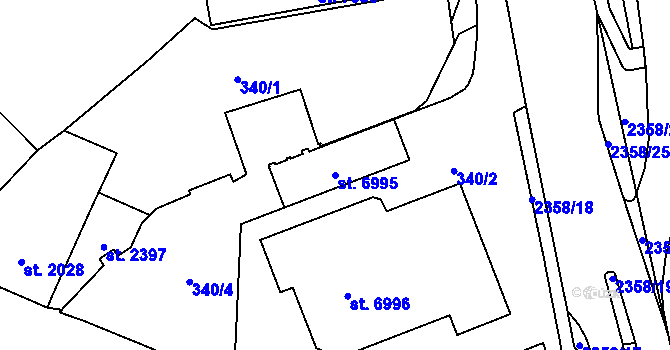 Parcela st. 6995 v KÚ Cheb, Katastrální mapa