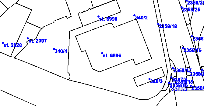 Parcela st. 6996 v KÚ Cheb, Katastrální mapa