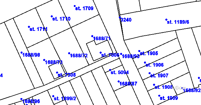 Parcela st. 7006 v KÚ Cheb, Katastrální mapa