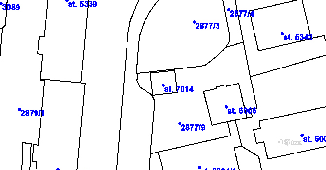 Parcela st. 7014 v KÚ Cheb, Katastrální mapa