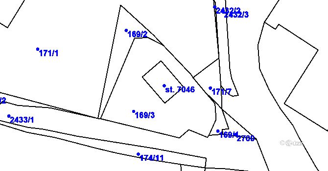 Parcela st. 7046 v KÚ Cheb, Katastrální mapa