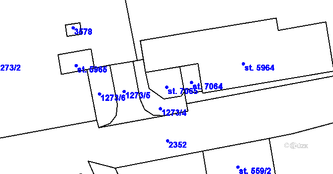 Parcela st. 7065 v KÚ Cheb, Katastrální mapa