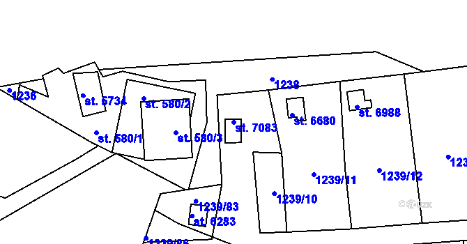 Parcela st. 7083 v KÚ Cheb, Katastrální mapa
